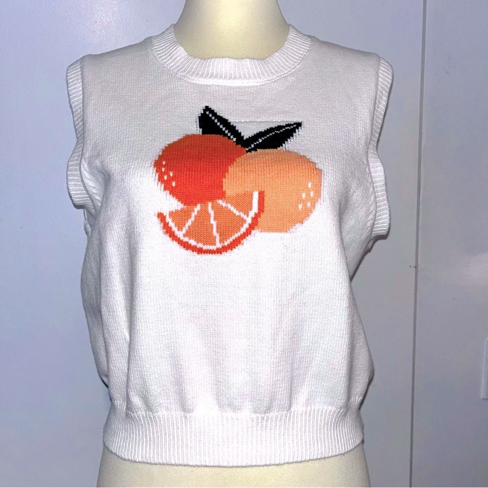 Jessica Simpson Cotton Blend Knit Sweater Vest • Oranges 🍊